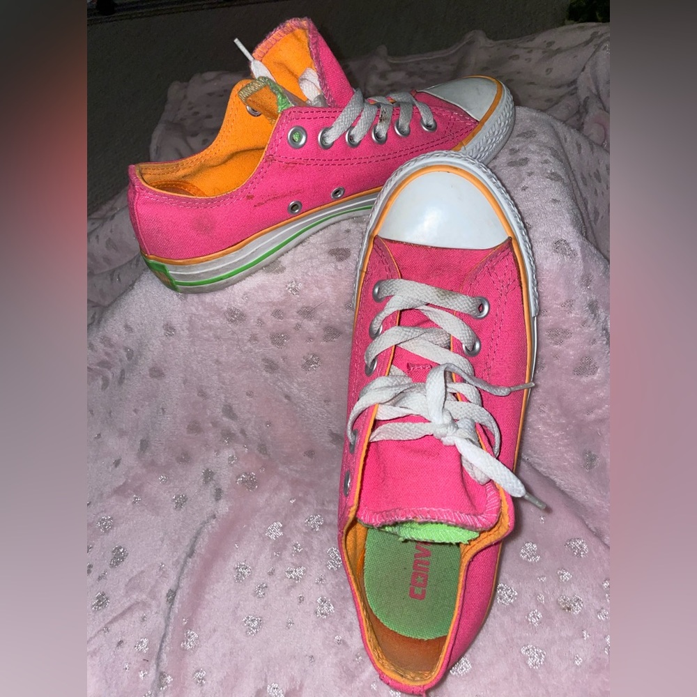 Vintage Converse Low Tops Neon Tricolor Double Tongue From